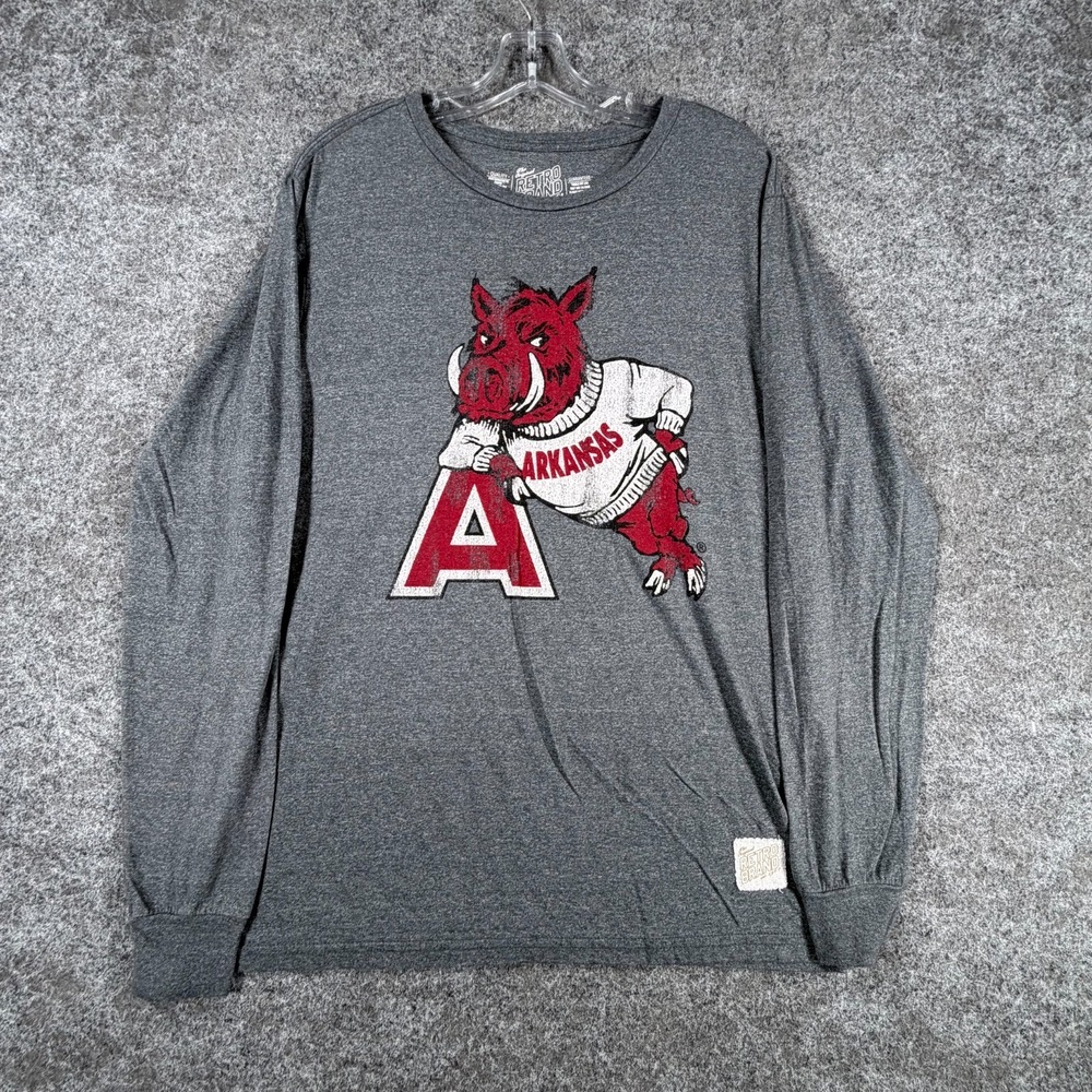 Arkansas Razorbacks Football T-Shirt Men M Gray The Original Retro Brand Graphic